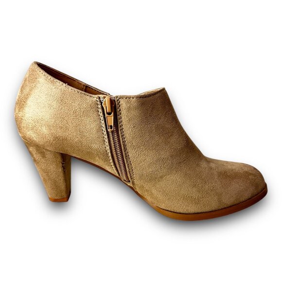 Chic Journee Womens Faux Suede Tan High Heel Ankle Booties Side Zipper EUC Sz8 - Picture 5 of 14